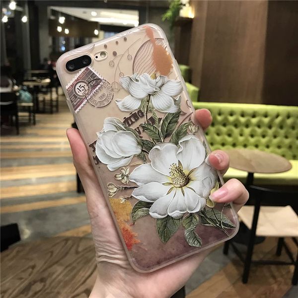 

cover for iphonex white flower painting pattern back case