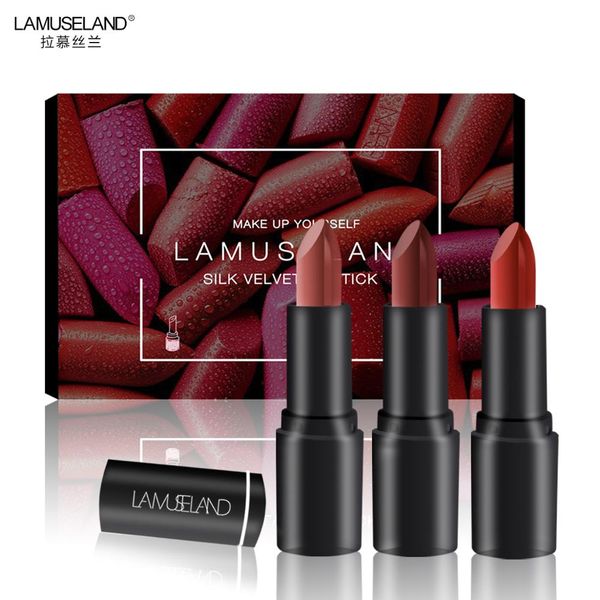 

lamuseland 3pcs/set moisten waterproof silk velvet lipstick #la12