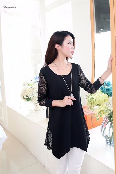 

блузка рубашка для женщин работающих топы женщины блузы o шеи плюс размер 5xl патч шнурка с длинным рукавом женские рубашки и, White