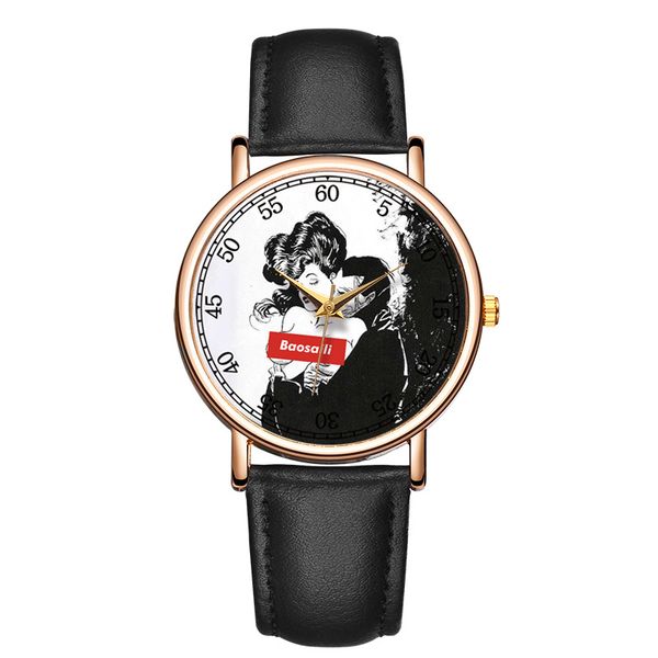 

fashion casual love beautiful graphic design couple art pattern luxury dress quartz watch, Slivery;brown
