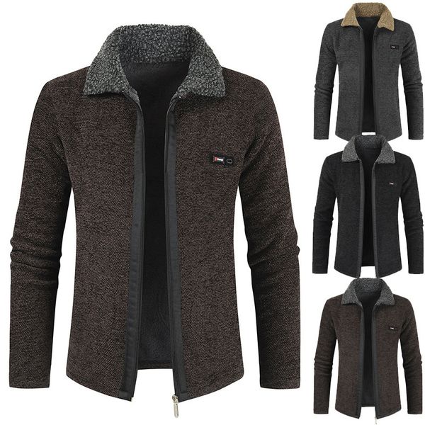 

men's sweaters 2021 men wool thick cardigan sofa casual sweater cotton prefect quality zipper long sleeve clothing dropshopping, White;black