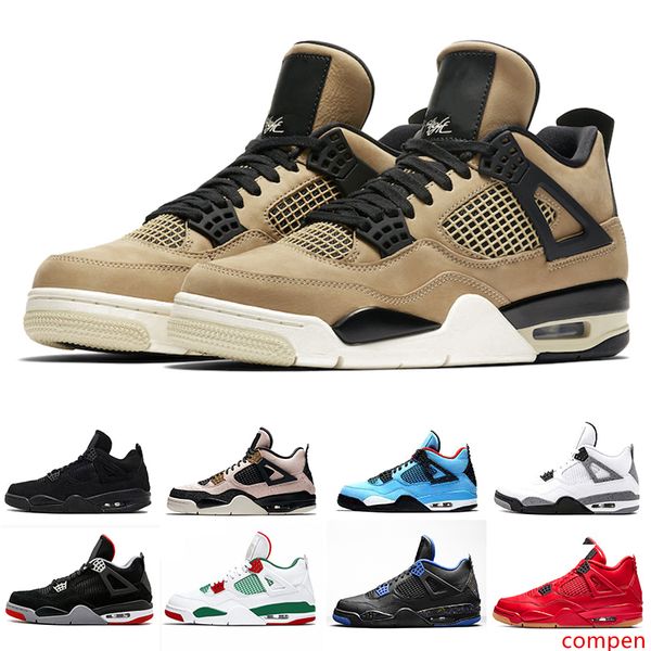 

original box 4s mushroom 4 men basketball shoes bred 2019fiba pizzeria singles day royalty black cat mens trainers sports sneakers 36-45
