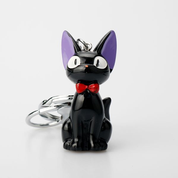 

black cat jiji keychain anime kiki's delivery service kiki cat 3d mini keychain kids toy key holder trinket collection gifts-50, Silver