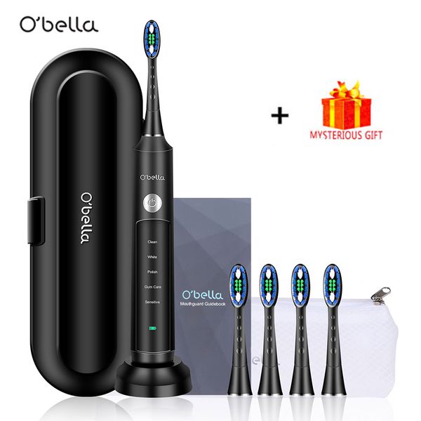 

o'bella 071b sonic electric toothbrush 48000rpm time remind usb rechargeable tooth brushes with 4 pcs dupont replacement heads