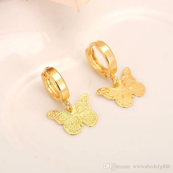 

skytalenbao brand 14 k solid fine yellow gold gf luxury butterfly charm earring fashion gold women girl jewelry gift pretty, Silver