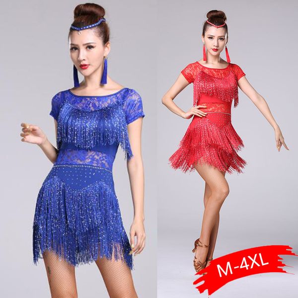 

red latin dance costumes women salsa dancewear dance costume dresses ballroom competition dresses tango fringe sequin, Black;red