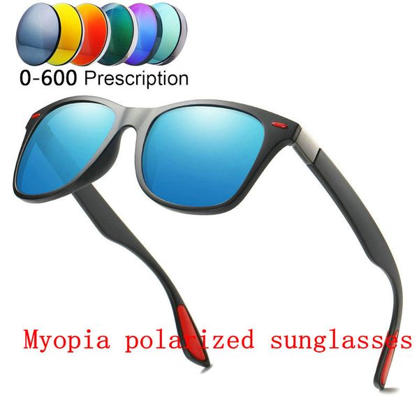 

2019 custom made myopia minus prescription polarized lens sunglasses men designer full frame square sun glasses male goggles fml, White;black
