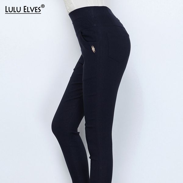 

autumn 50-110kg women pants plus size high waist elastic stretch long pants casual trousers skinny pencil capris for women, Black;white