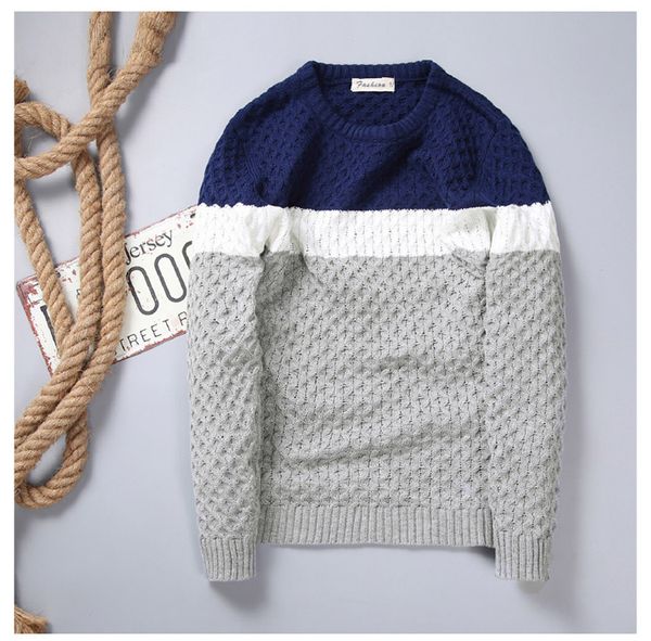 

2019 sweaters new men's autumn and winter striped intercolor round collar long sleeve fashion casual fashion, White;black
