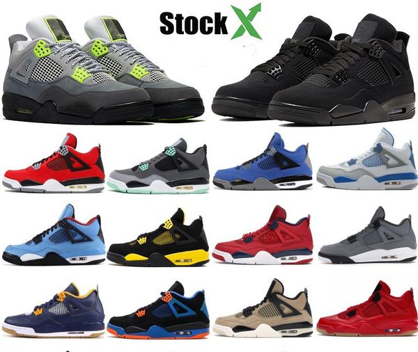 

4s black cat what the jumpman 4 basketball shoes silt red splatter trainers cool grey wings metallic purple winter stylist men sports