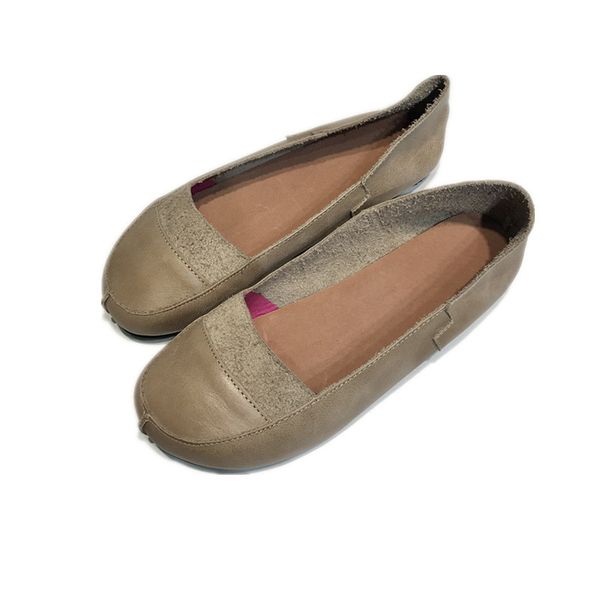 

genuine leather women flats shoes sewing retro spring casual ladies shoes slip on mother woman footwear, Black
