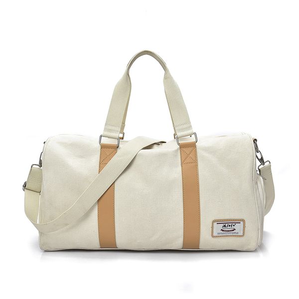 

100% cotton large capacity pure color travel bag for men fashion handbag preppy style white pillow pack