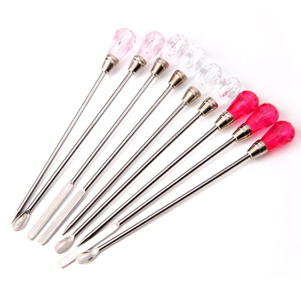 

1pcs nail art stirring rod tools stainless steel acrylic powder liquid uv gel spoon spatula pin dotting pen nail manicure, Silver