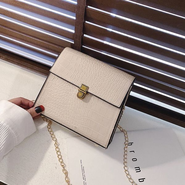 

crocodile texture foreign bag female 2020 new korean version of the wild one-shoulder slung fashion chain small square bag