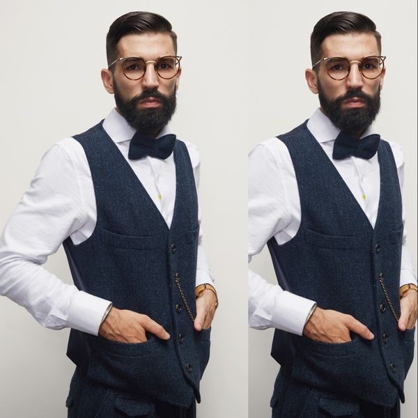 

blue groom vests 2019 formal men's waistcoat fashion casual slim fit spliced back chains wedding vest, Black