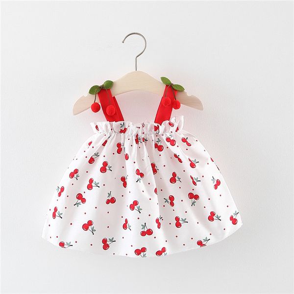 

kids designer clothes girls dresses 2019 fashion summer cute baby girls dresses girl print cherry sleeveless tutu princess dresses clothing, Red;yellow