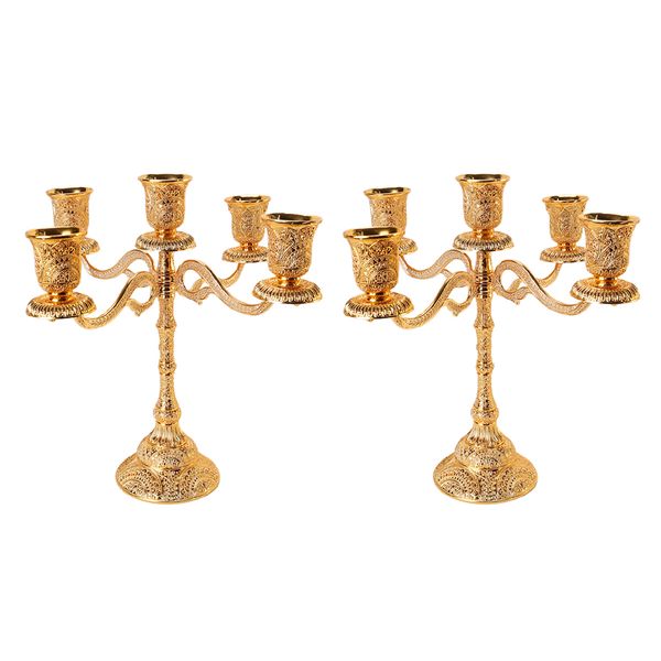 

2 pcs candelabra vintage style candle holder for wedding party 5 arm crafts