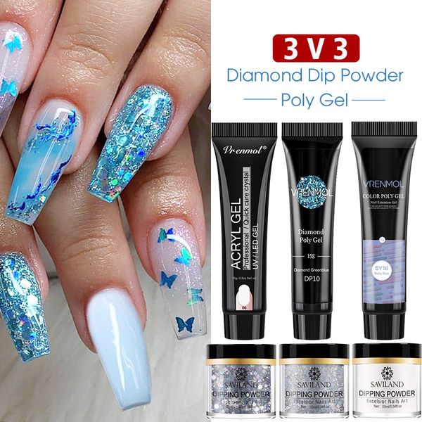 

nail art kits saviland 3v3 acrylic kit for beginners pigment glitters nails gradient powder manicure set