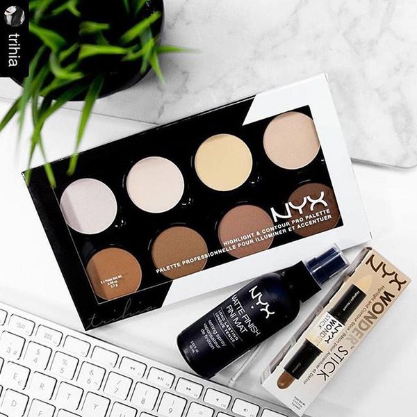 

nyx highlight & contour pro pattle review 8 color pallette bronzers kit set moisturizing foundtion face makeup cosmetics