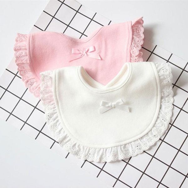 

девочки детские нагрудники хлопок прекрасный розовый white lace нагрудники бант infant девушки младенца бандана отрыжка ткань детка девочка