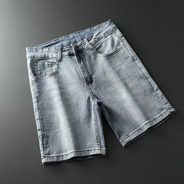 

2020 new fashion denim shorts men's summer thin tiger head sashimi shorts cool odd slim five-point pants men, Blue
