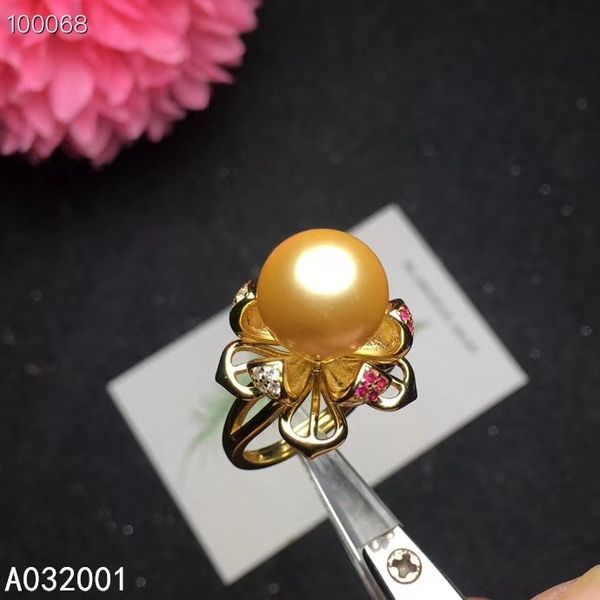 

kjjeaxcmy fine jewelry natural pearl 925 sterling silver new women ring support test selling, Golden;silver