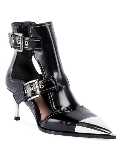 

Women pointed toe black high heel andal genuine leather buckle women tiletto heel boot party t tage catwalk hoe
