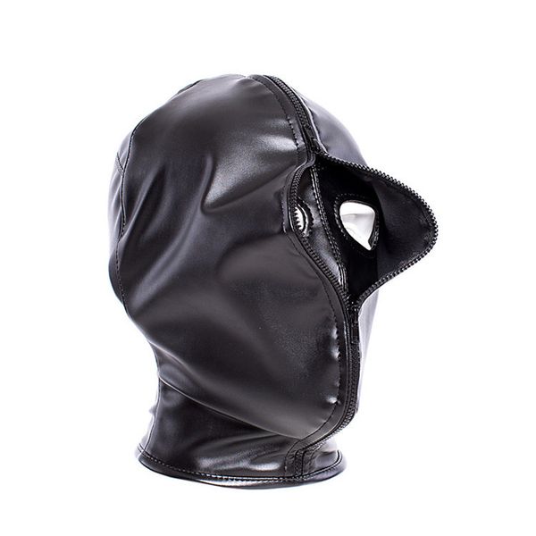 

dual fetish cover restraint hood muzzle full face with zipper layers design leather head harness bondage mask bondage toy new gear eoks