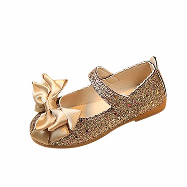

telotuny children girl fashion princess bow-knot princess shoes kids girl dance bling nubuck leather single flat shoes z0326, Black;grey