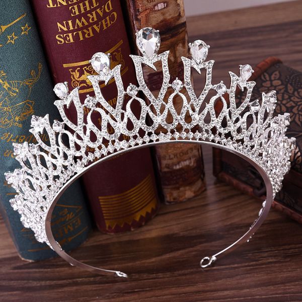 

baroque crystal bridal headpiece crown princess headband wedding hair accessories, Golden;white