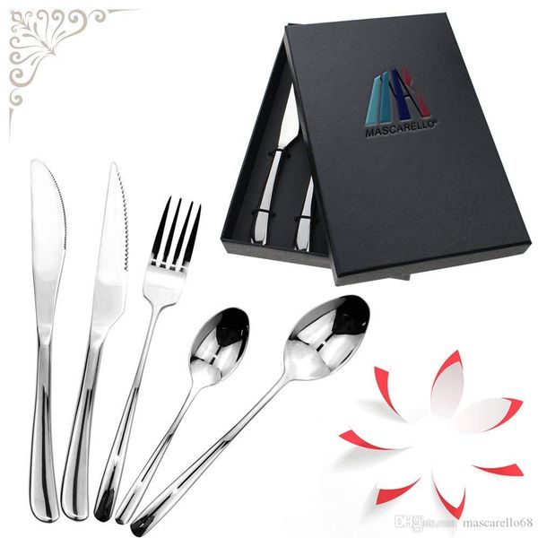 

5-piece set stainless steel cutlery set stainless steel dinner service tableware knifes forks spoons with gift box