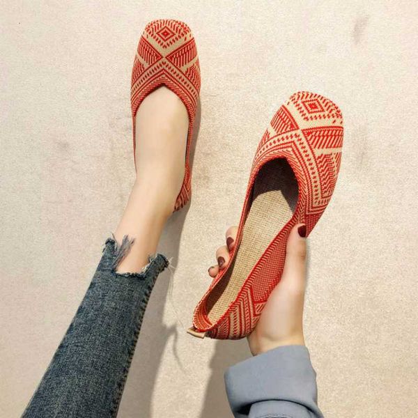 

2020 women flat shoes plaid printing boat shoes loafers ladies ballet casual square toe red grey woman shoe non-slip zapatos, Black