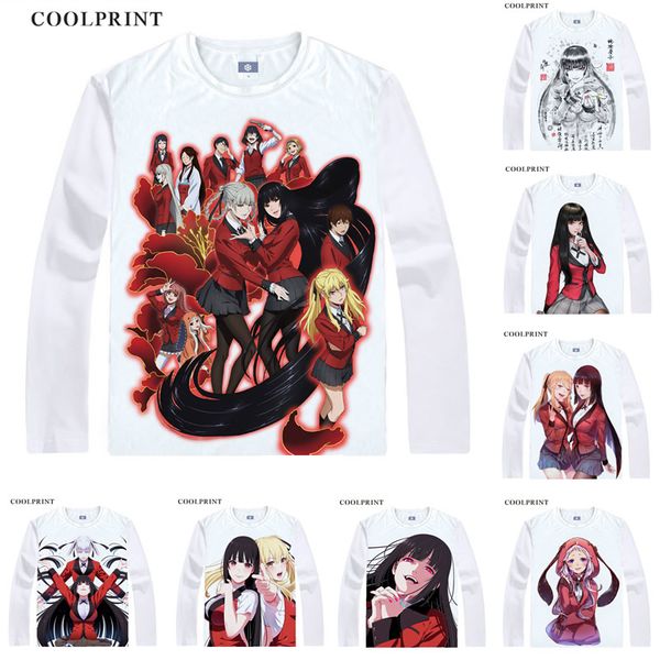 

kakegurui compulsive gambler t shirt jabami yumeko momobami kirari custom casual anime t-shirt digital vintage print long sleeve tshirts, White;black