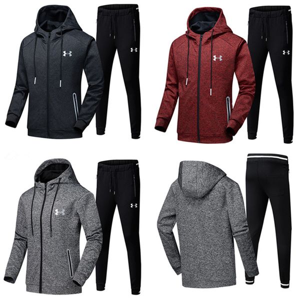 2019 L 5XL Brand U\u0026A Men Tracksuit Under Zipper Hoodie Jacket + Pants Set Hooded Coat Sweater Trousers Outfit Armor Autumn Sportswear Suit From