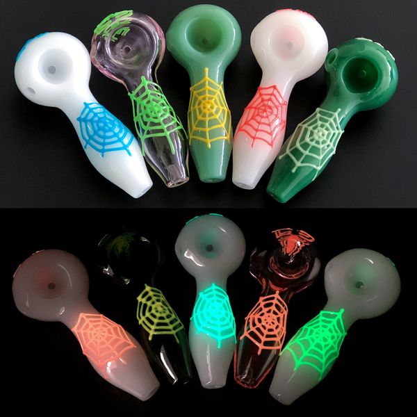 

Glow In Dark 4.0дюймов Курительная трубка Табак Ручная Трубка Многоцветный Светящиеся Стеклянные Курительные трубки Стекло Горелки Бесплатная доставка