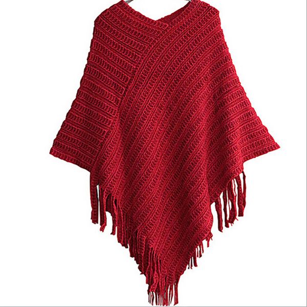 

womens ladies cape coat fringe poncho oblique stripe coat bohemian shawl scarf, White;black
