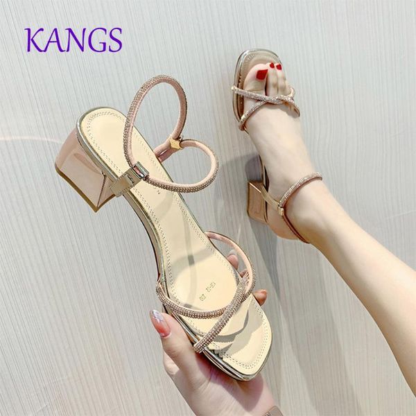 

summer women ladies crystal thick sandals peep toe casual shoes sandalias mujer 2020 verano plataforma a254, Black