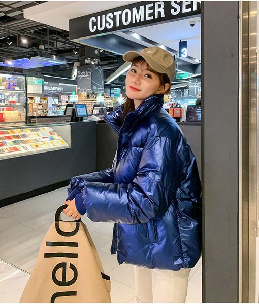 

women puffer down coats winter outwear ladies plus size clothes sweet street style, Black