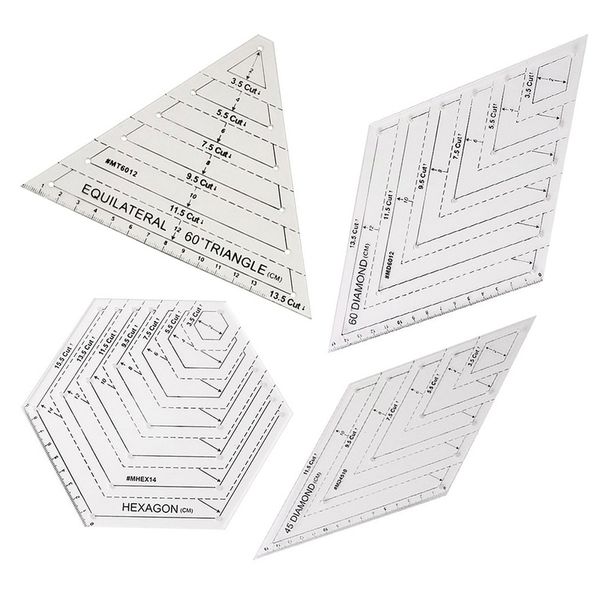 

quilting rule ruler quilting ruler transparent acrylic rulers cutting cloth rules diy stick sewing tools 4 pieces, Black