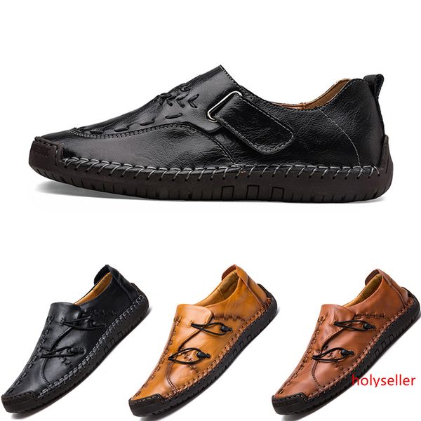 

2020 men s casual leather shoes espadrilles triple black brown khaki breathable outdoor jogging walking shoes main19