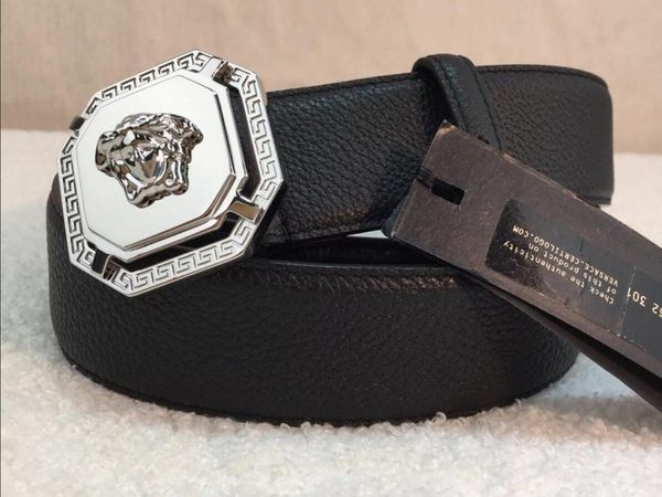 

designers luxury cowhide brand women genuine leather pin buckle belt for mens high quality, Black;brown