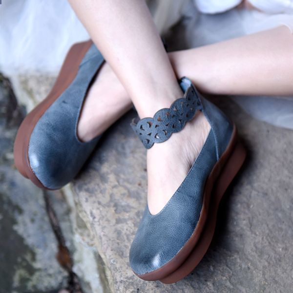 

artmu origional platform women's shoes shallow mouth genuine leather shoes handmade thick sole 2020 new style k97-11, Black