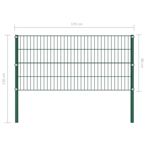

fence panel with posts iron 1.7 x 0.8 m green garden sets