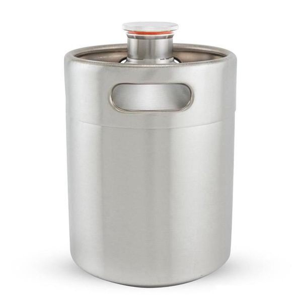 2L Beer Pot Mini Keg Acciaio inossidabile Beer Growler Keg Tappo a vite Pentola per vino Barile di birra Strumenti da pranzo