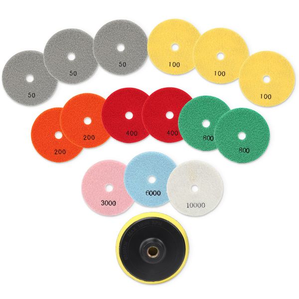 

2019 7pcs/11pcs/16pcs diamond polishing pads kit 4 inch 100mm wet/dry grinding discs for granite marble concrete stone