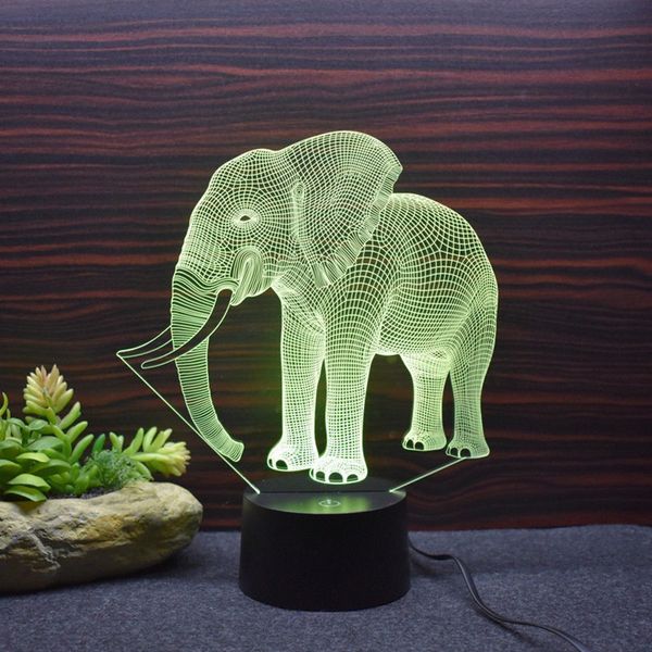 

3d magic touch elephant night light colorful changing led table lamp gift living room bar decor lights