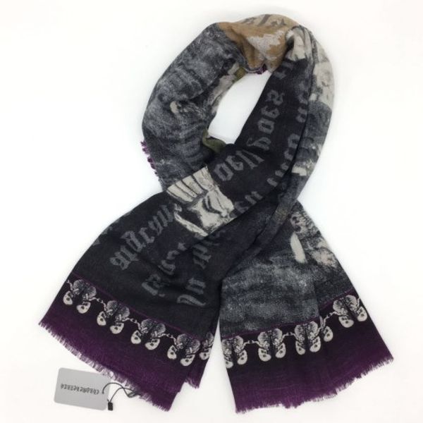Al por mayor-Nuevo diseño de marca tamaño 130 cm -130 cm 100% material de lana imprimir letras calaveras bufandas cuadradas pashmina para mujeres