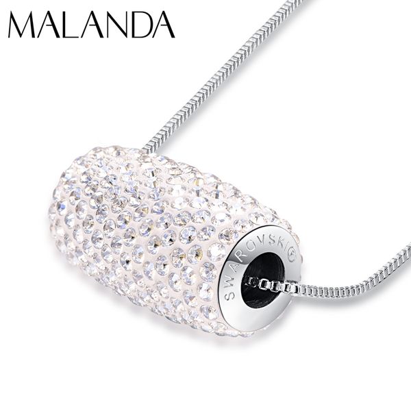 

malanda crystals from swarovski fashion necklaces crystal column beads pendant necklace for women wedding jewelry girl mom gift, Silver