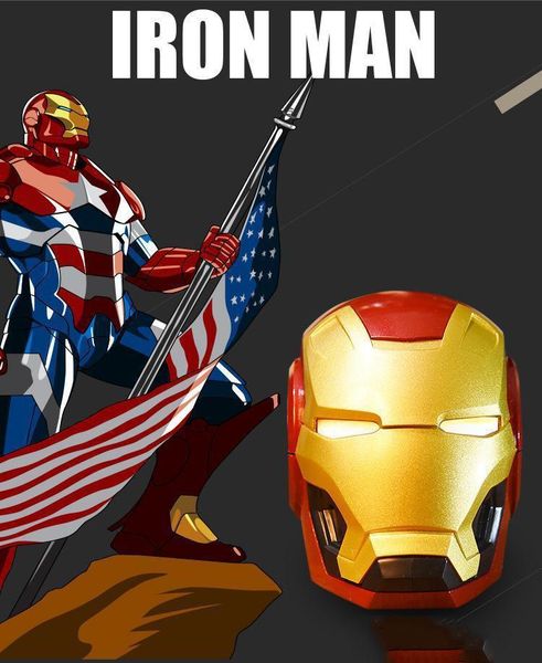 

новый ironman speaker bluetooth с led flash light robot head портативный карты поддержка tf беспроводной сабвуфер fm радио cartoon hifi boom