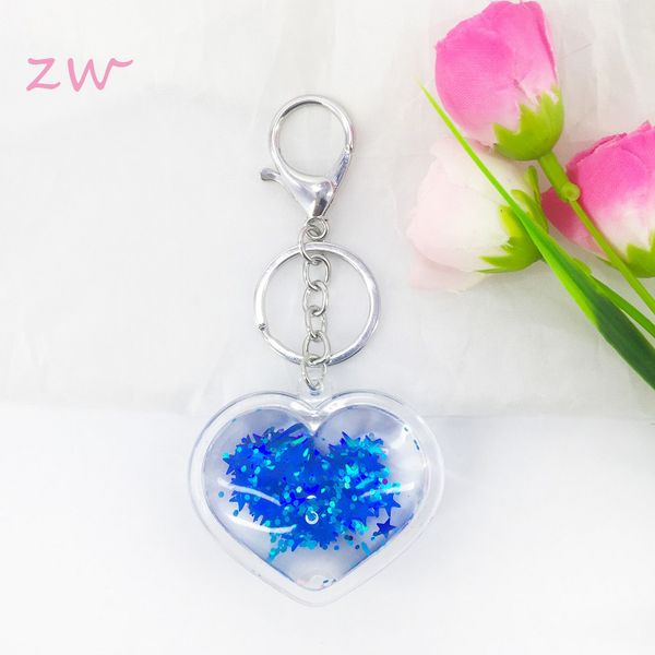 

fashion transparent quicksand star sequins heart keychain for women pendant keychain lover car gift diy llaveros bag, Silver